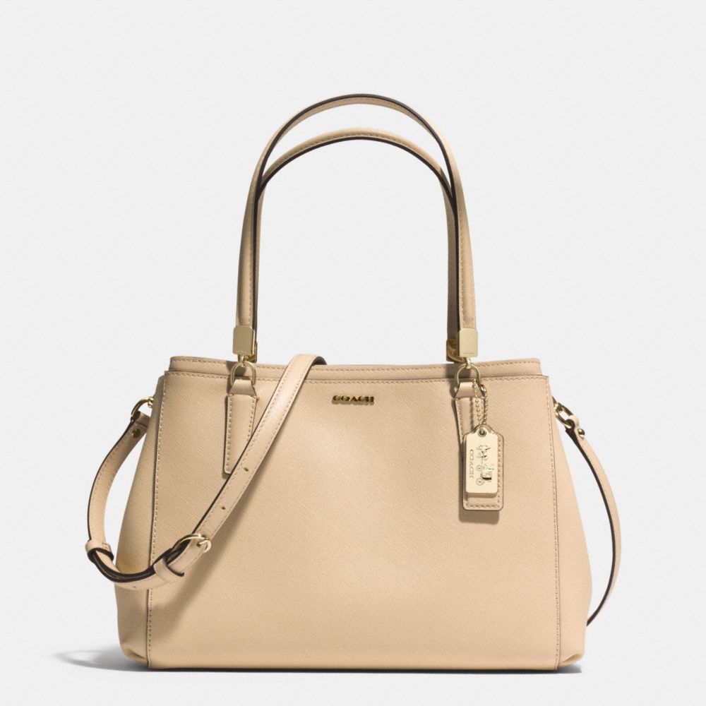 MADISON SMALL CHRISTIE CARRYALL IN SAFFIANO LEATHER - LIGHT GOLD/TAN - COACH F30128
