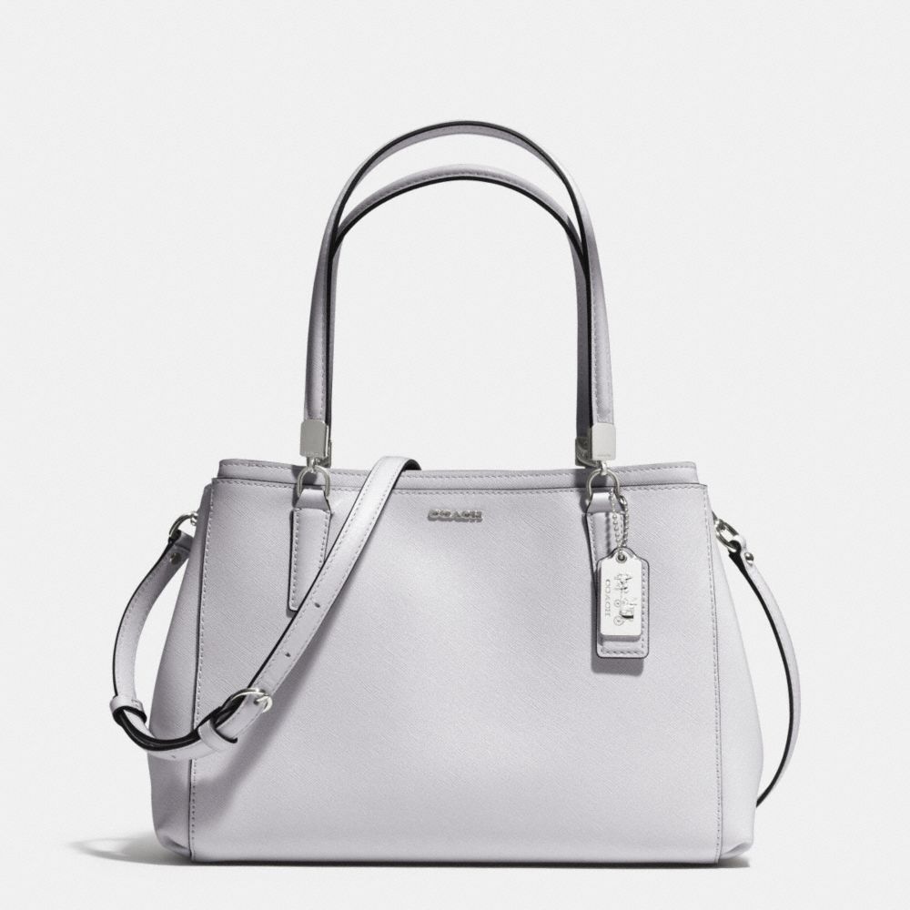 MADISON SMALL CHRISTIE CARRYALL IN SAFFIANO LEATHER - f30128 -  SILVER/SOAPSTONE