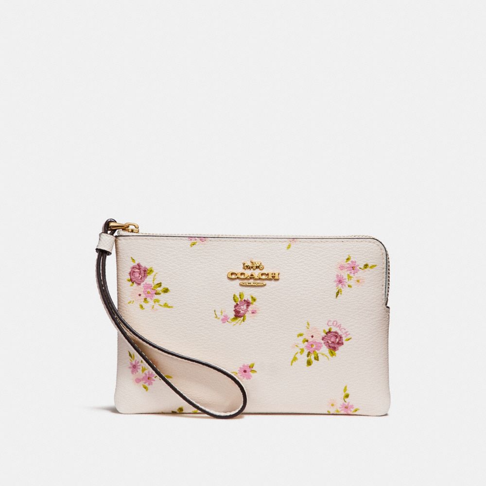 COACH F30140 CORNER ZIP WRISTLET WITH DAISY BUNDLE PRINT CHALK-MULTI/IMITATION-GOLD