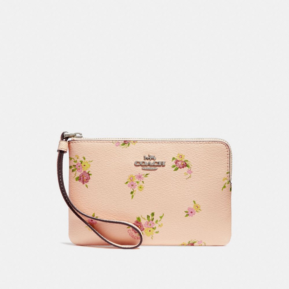 CORNER ZIP WRISTLET WITH DAISY BUNDLE PRINT - f30140 - LIGHT PINK MULTI/SILVER