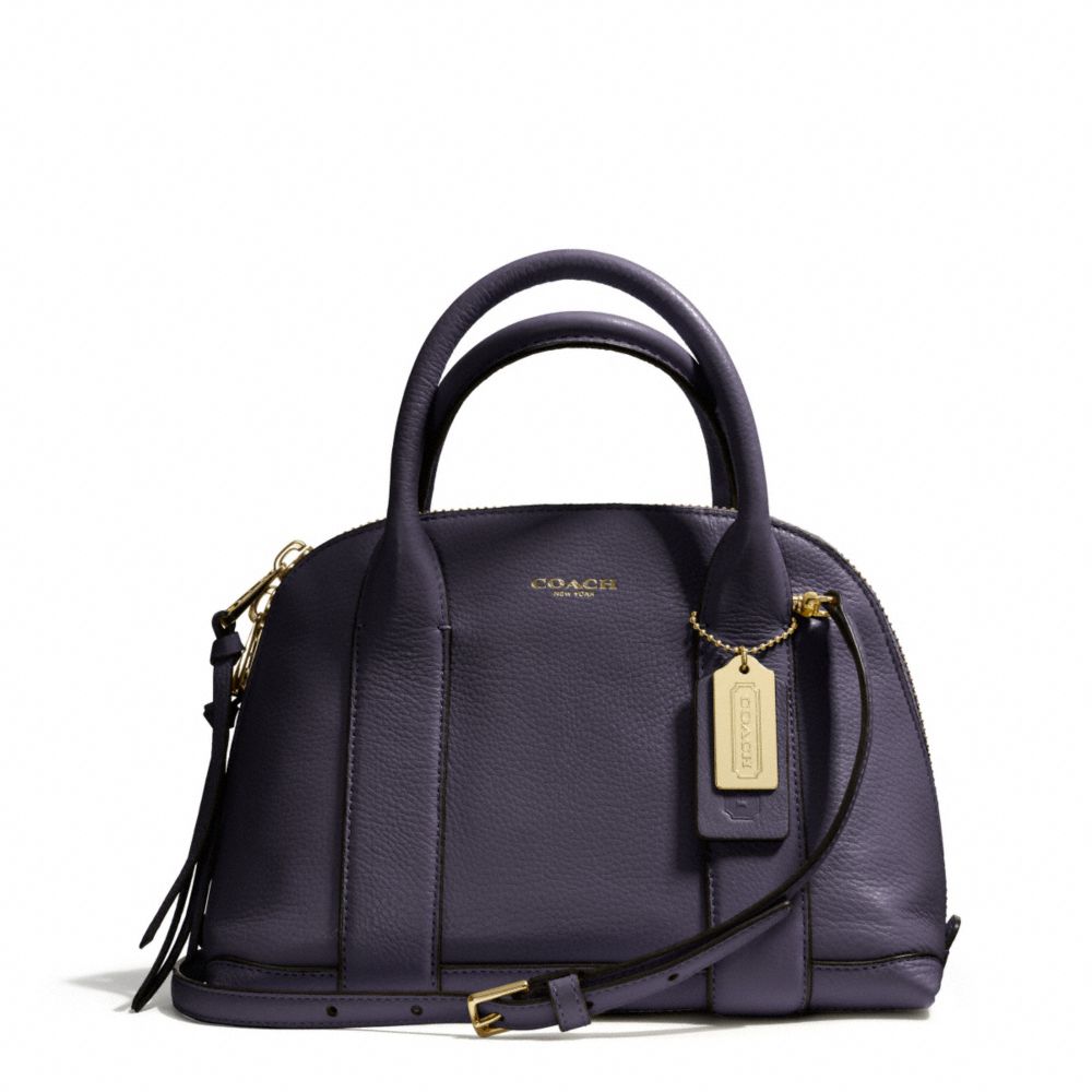 COACH BLEECKER PEBBLED LEATHER MINI PRESTON SATCHEL -  GOLD/ULTRA NAVY - f30143