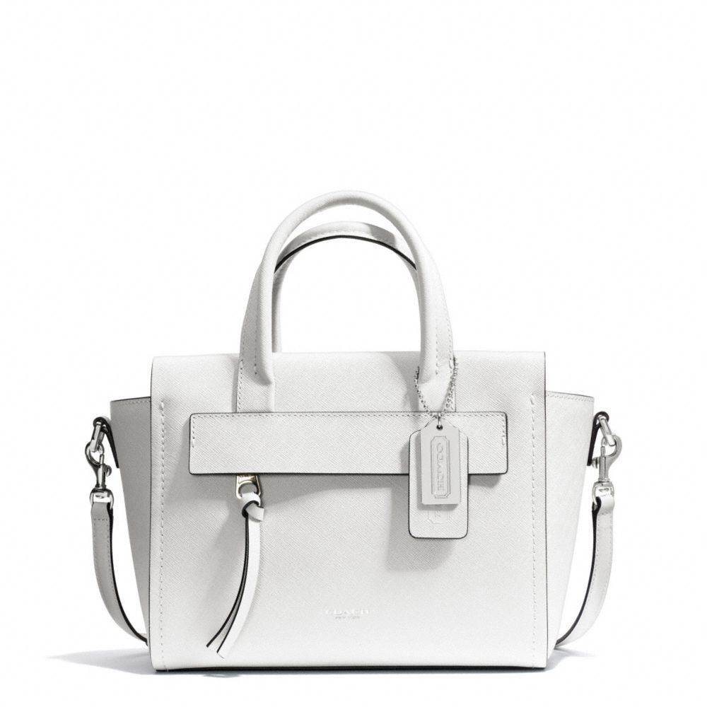 COACH F30146 Bleecker Saffiano Leather Mini Riley Carryall SILVER/WHITE