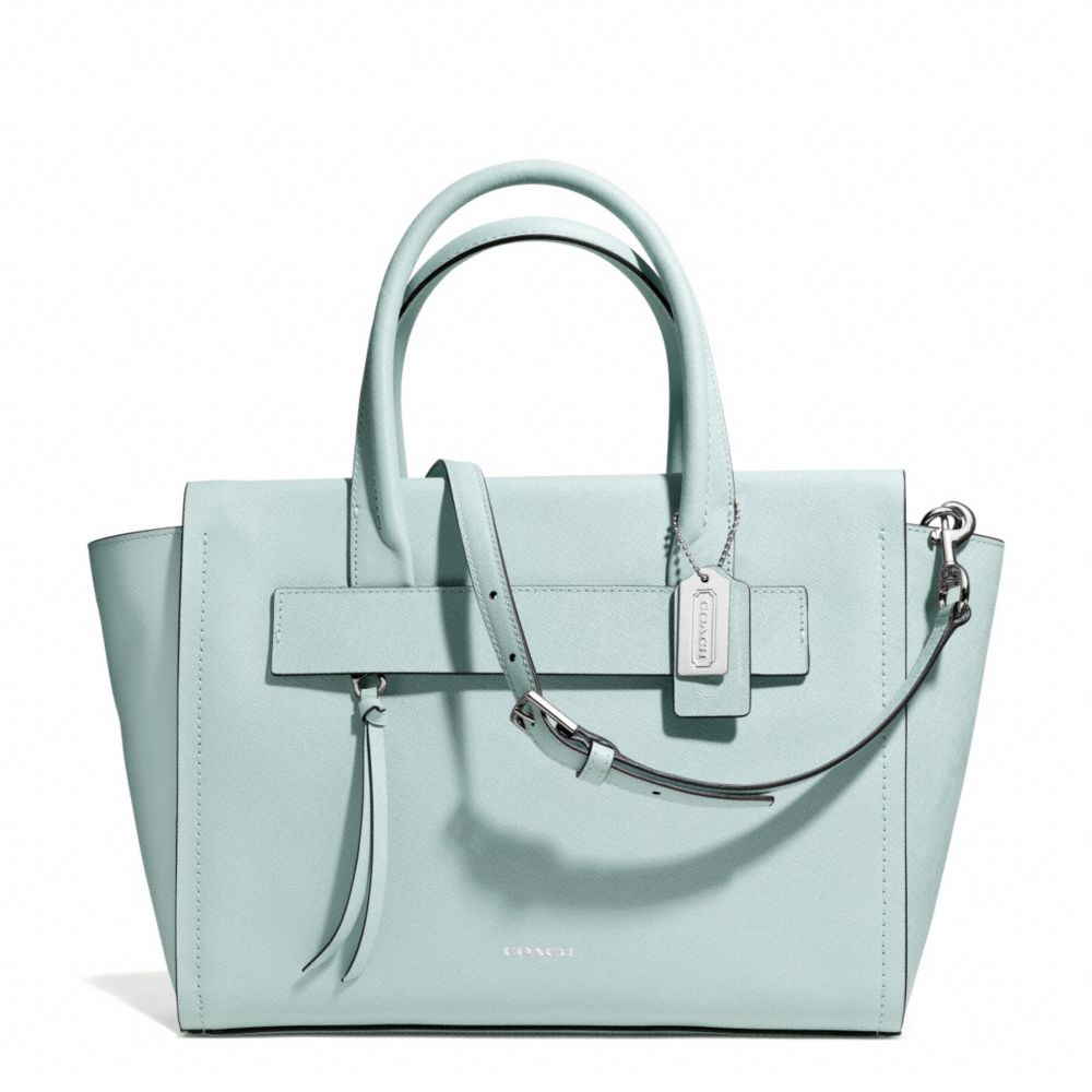 BLEECKER RILEY CARRYALL IN SAFFIANO LEATHER - COACH F30149 -  SILVER/DUCK EGG BLUE