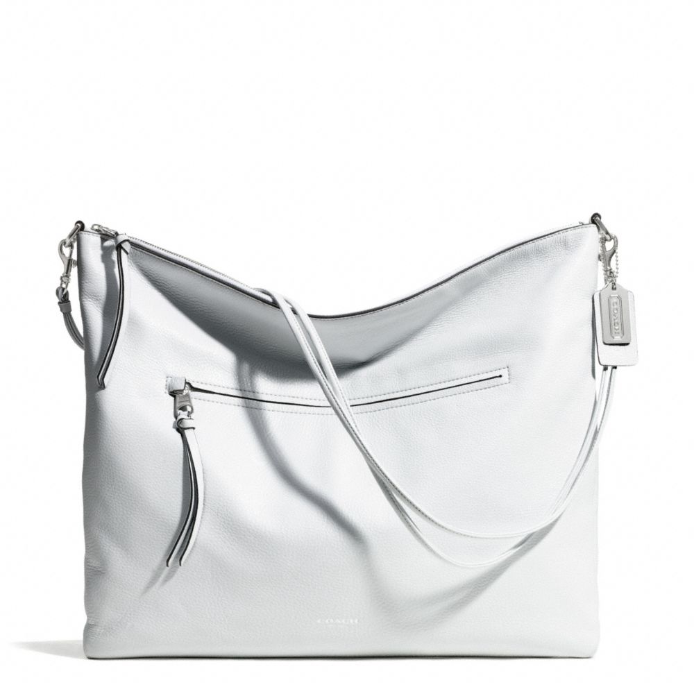 BLEECKER PEBBLE LEATHER LARGE DAILY SHOULDER BAG - SILVER/WHITE - COACH F30156