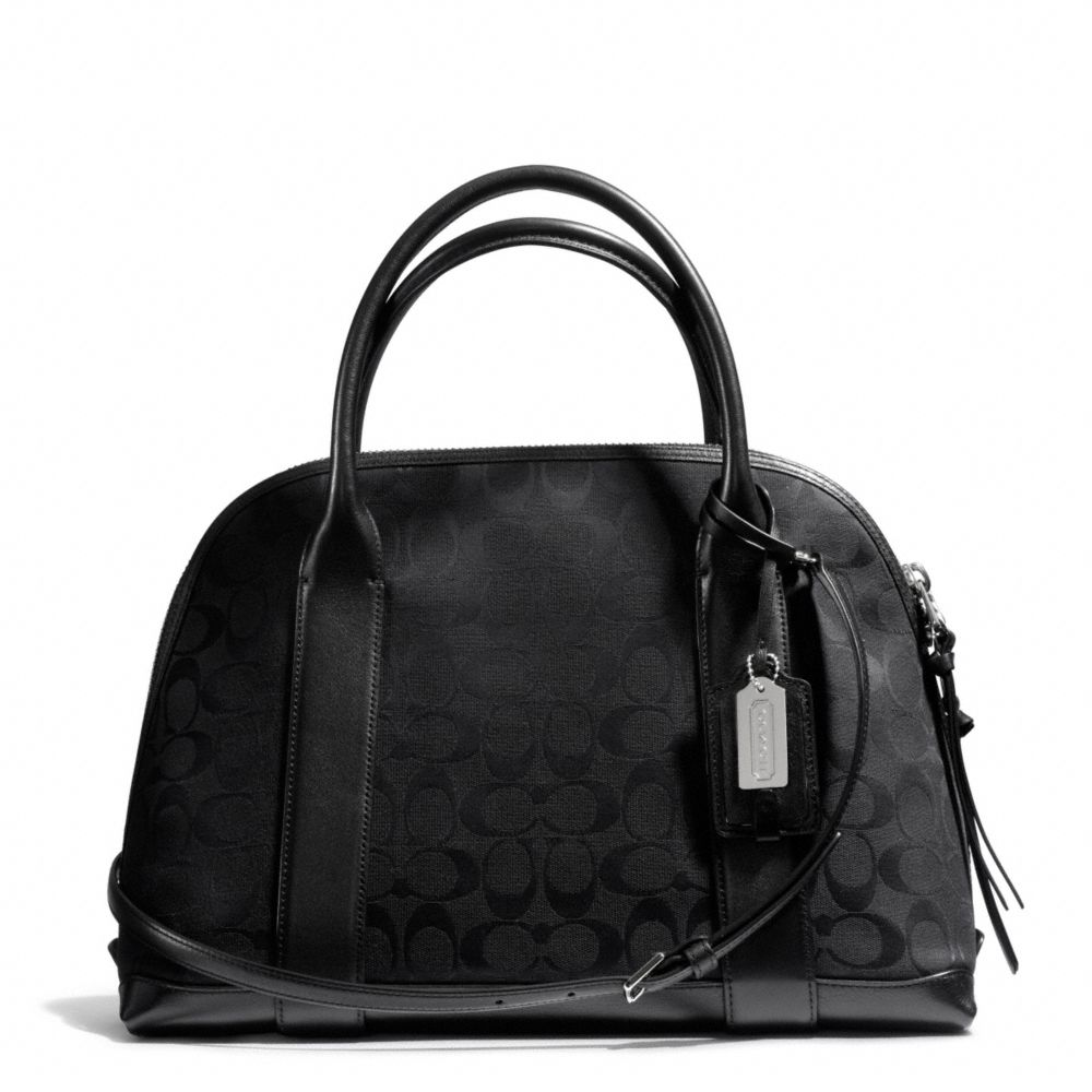 COACH F30158 BLEECKER SIGNATURE PRESTON SATCHEL SILVER/BLACK/BLACK