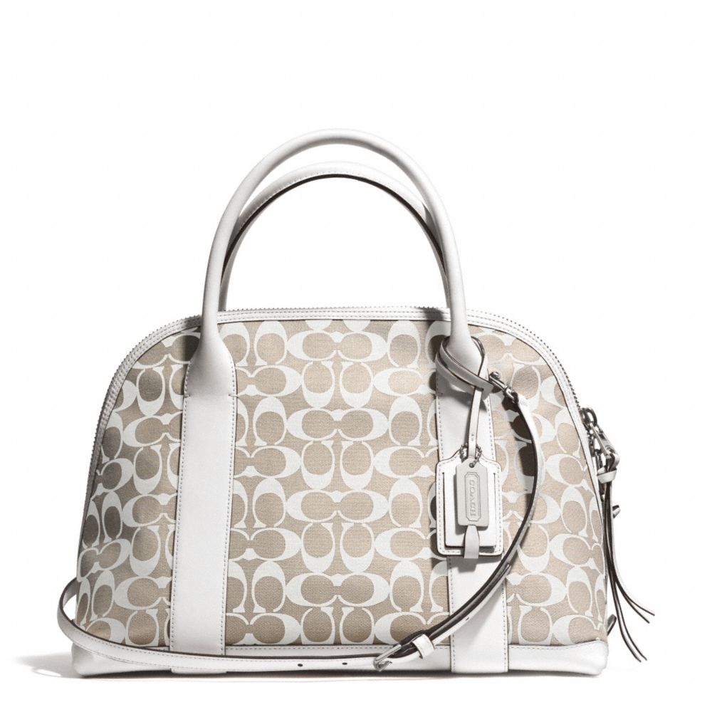 BLEECKER PRINTED SIGNATURE PRESTON SATCHEL - f30160 - SILVER/IVORY NEW KHAKI/WHITE