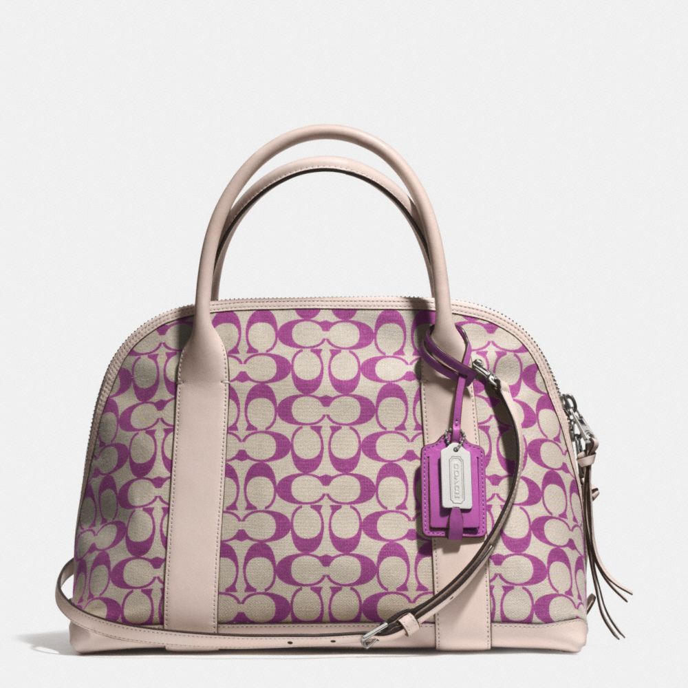 BLEECKER PRINTED SIGNATURE PRESTON SATCHEL - f30160 -  SILVER/LT KHA MULBERRY/ECRU