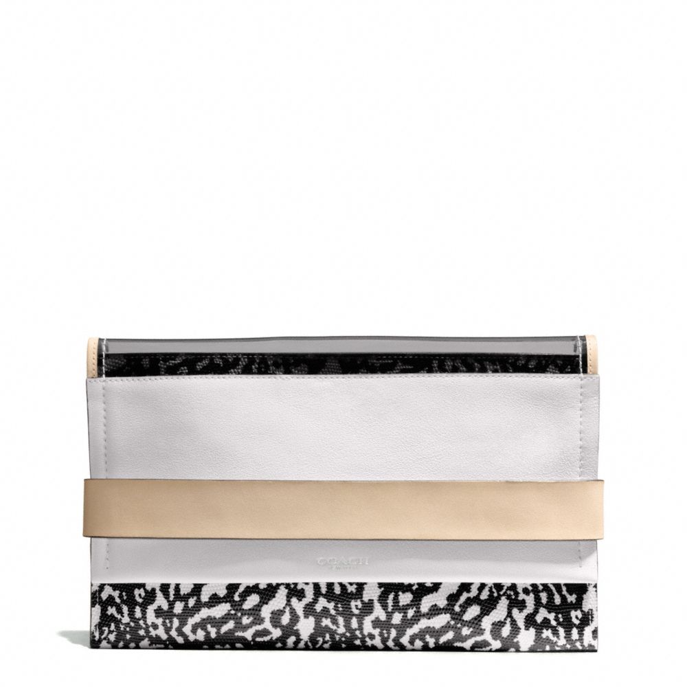 BLEECKER MIXED MEDIA CLUTCH - SILVER/SMOKE - COACH F30162