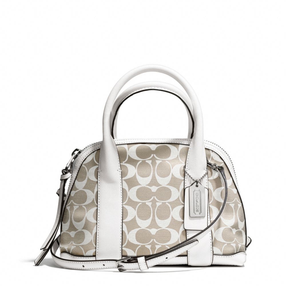 COACH F30167 Bleecker Printed Signature Mini Preston Satchel SILVER/IVORY NEW KHAKI/WHITE