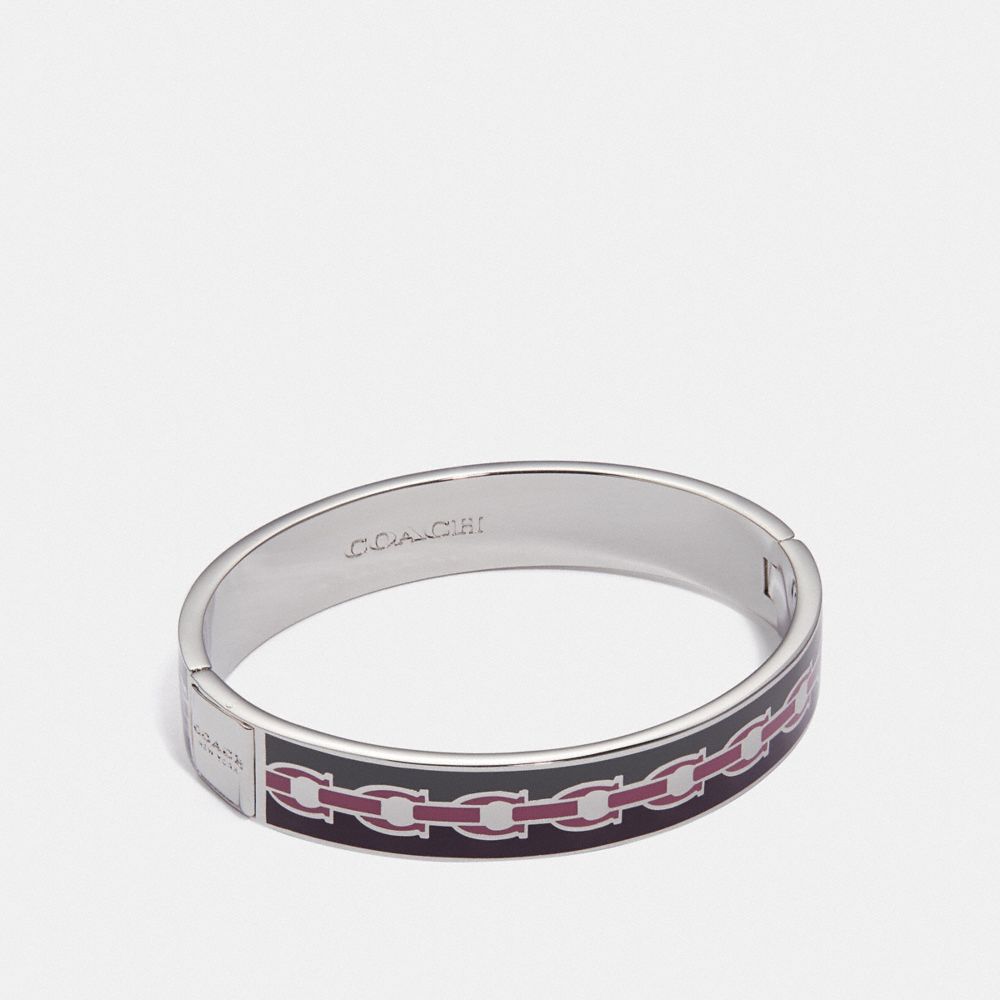 COACH SIGNATURE CHAIN HINGED BANGLE - SV/PLUM MULTI - F30193