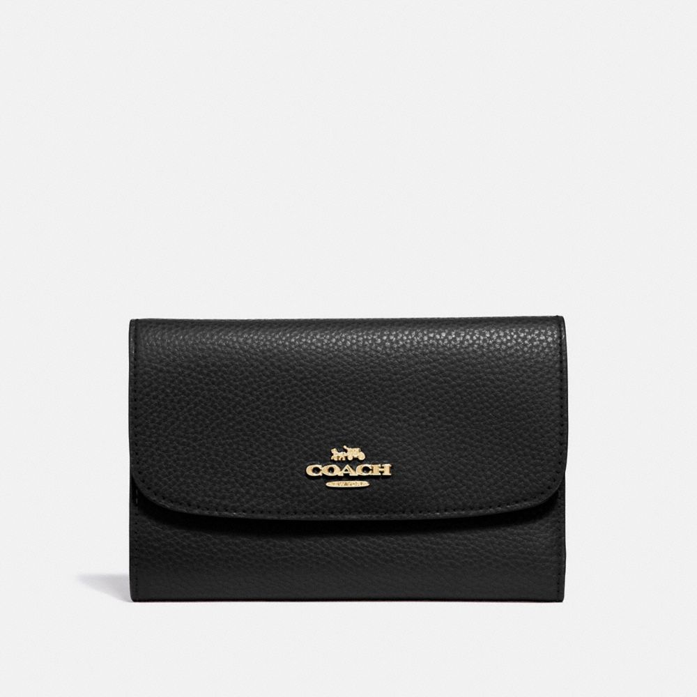 COACH F30204 Medium Envelope Wallet BLACK/LIGHT GOLD