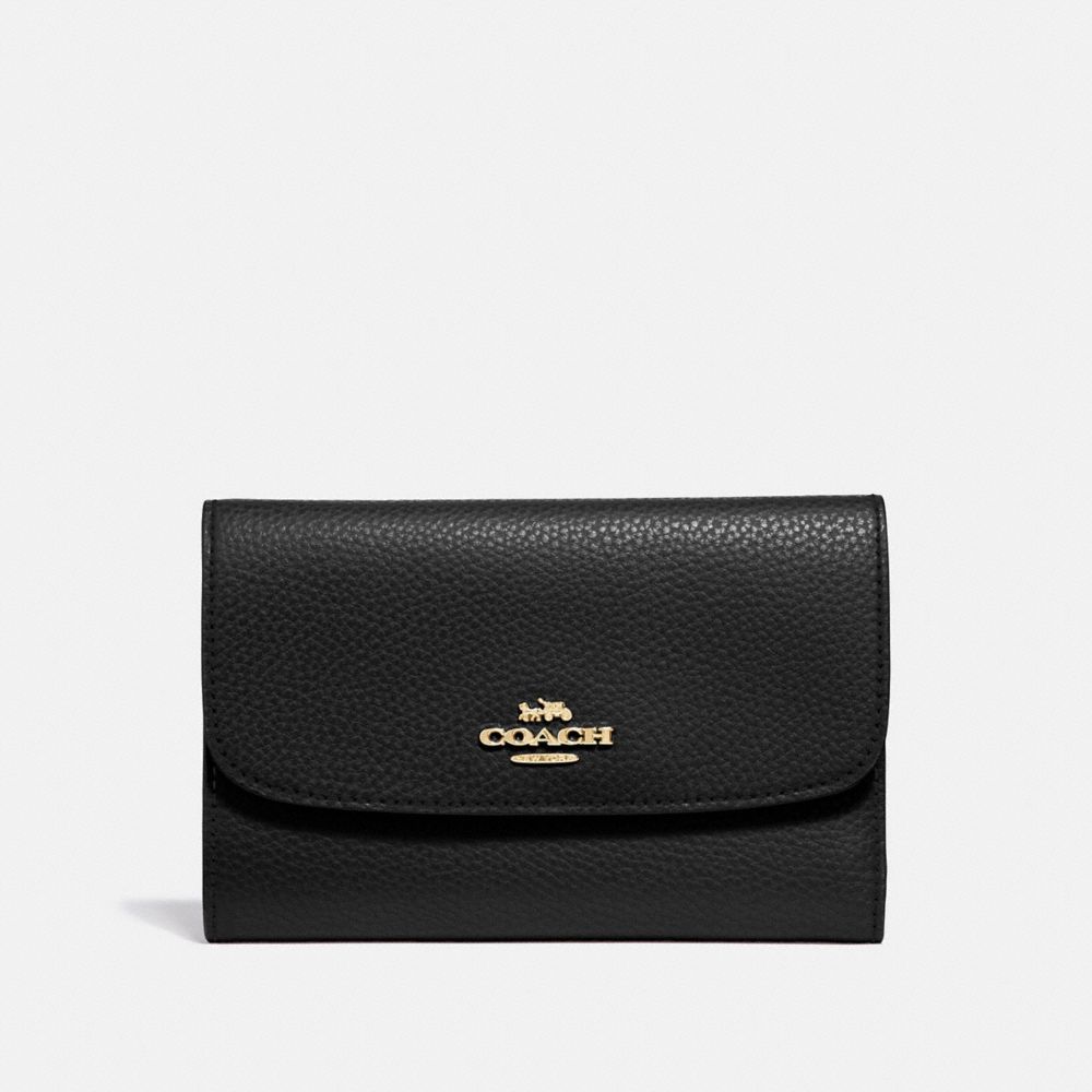 COACH F30204 - MEDIUM ENVELOPE WALLET BLACK/LIGHT GOLD