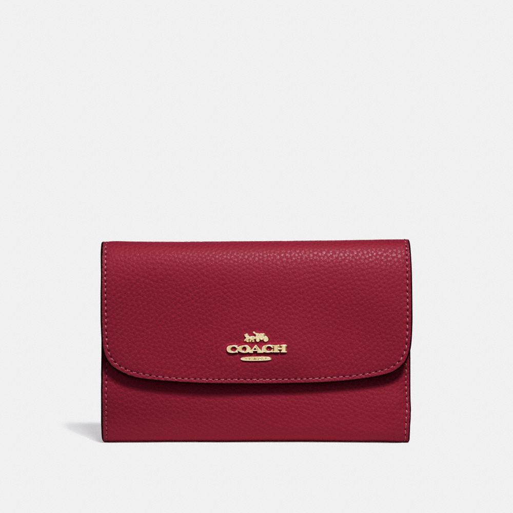 COACH F30204 Medium Envelope Wallet CHERRY /LIGHT GOLD