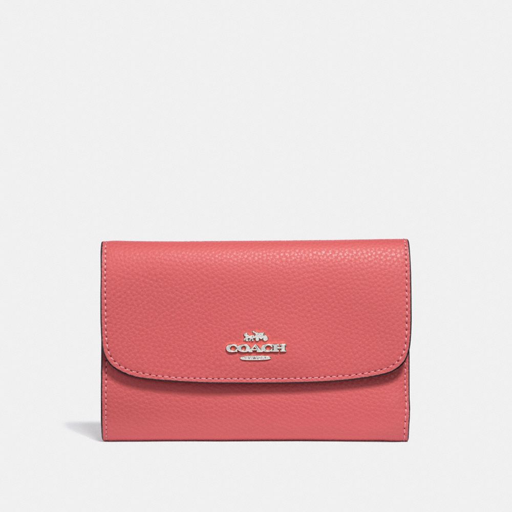 COACH F30204 - MEDIUM ENVELOPE WALLET CORAL/SILVER