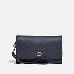 COACH F30205 Flap Phone Wallet MIDNIGHT/LIGHT GOLD