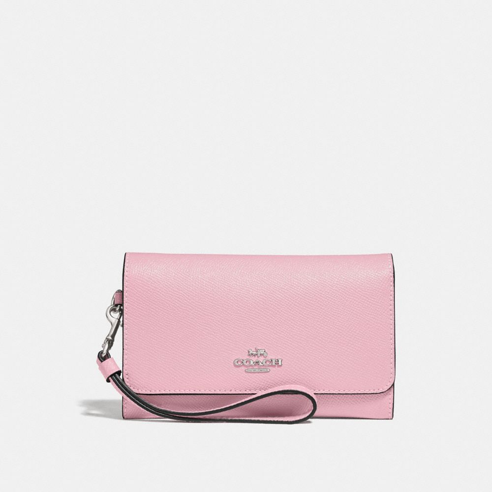 COACH FLAP PHONE WALLET - CARNATION/SILVER - F30205