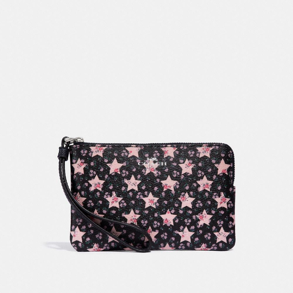 CORNER ZIP WRISTLET WITH STAR PRINT - COACH f30206 - MIDNIGHT MULTI/SILVER