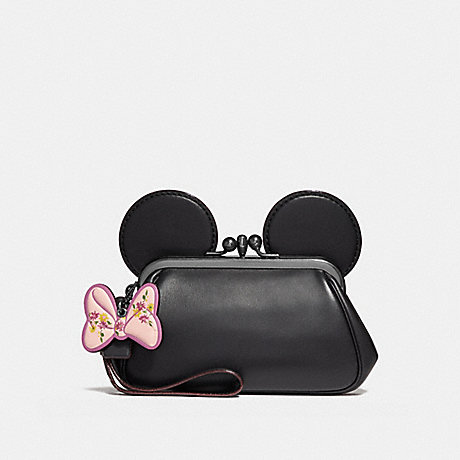 COACH F30212 KISSLOCK WRISTLET WITH MINNIE MOUSE EARS ANTIQUE-NICKEL/BLACK