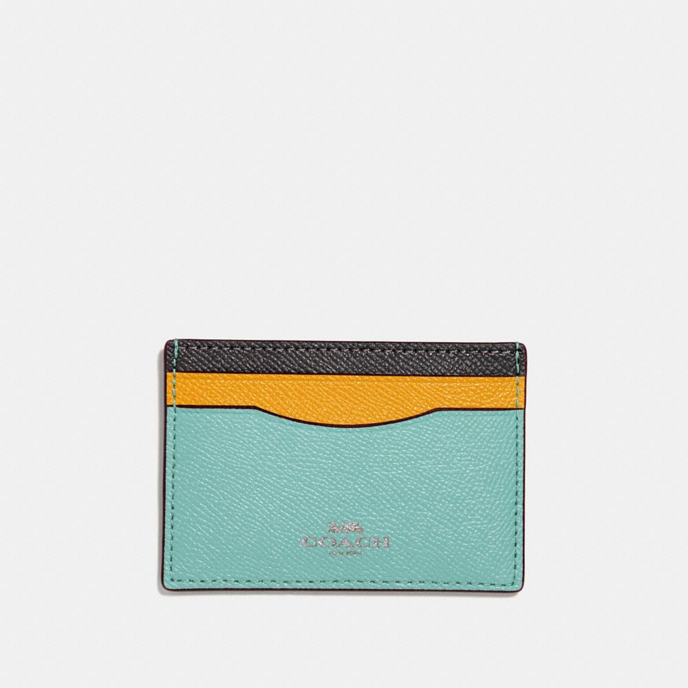 CARD CASE IN COLORBLOCK - f30218 - SILVER/BLUE MULTI