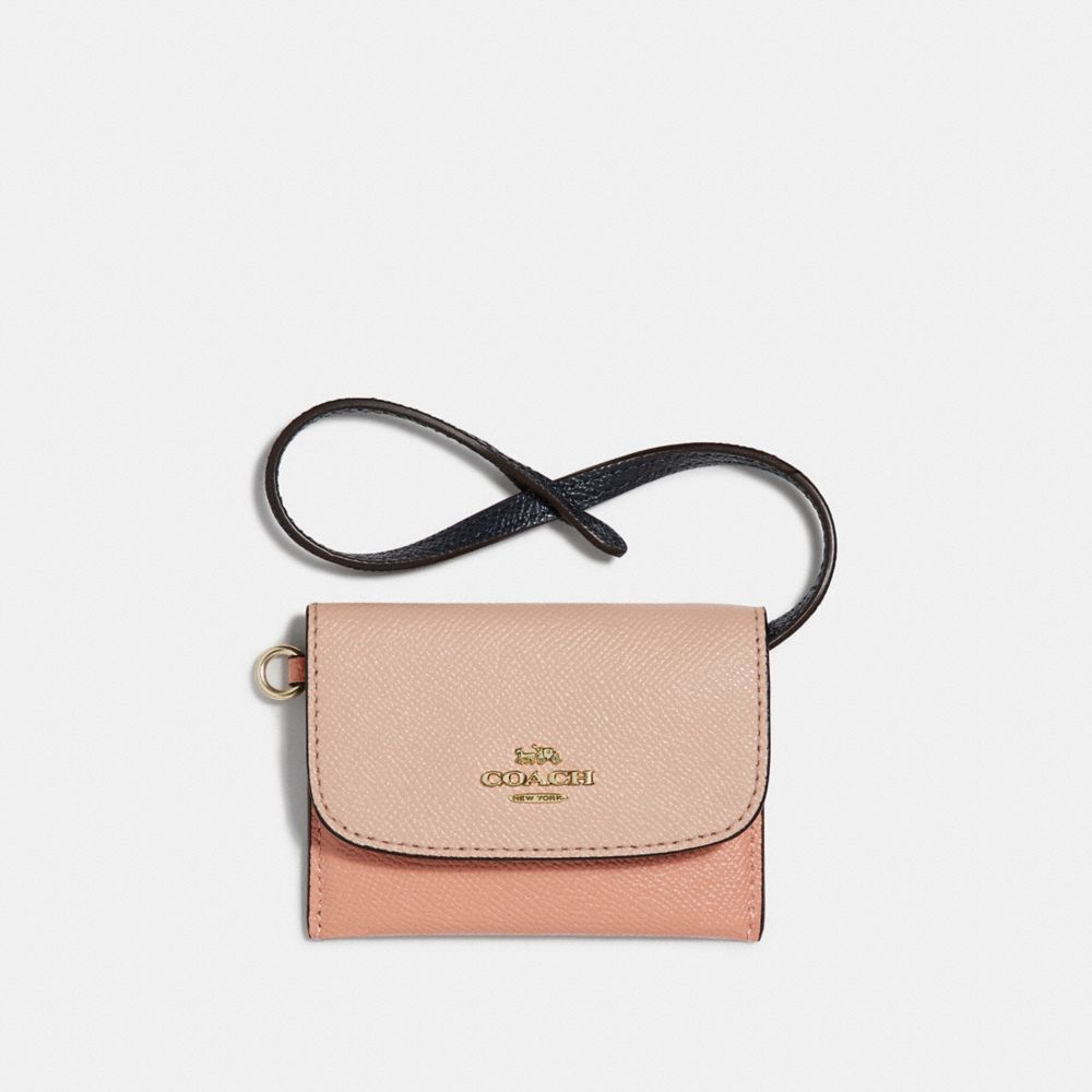 CARD POUCH IN COLORBLOCK - COACH f30219 - SUNRISE MULTI/light gold