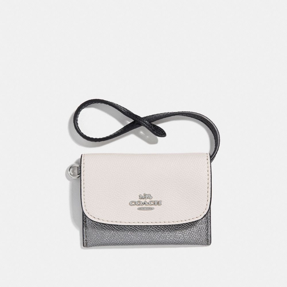 COACH CARD POUCH IN COLORBLOCK - CHALK MULTI/SILVER - f30219