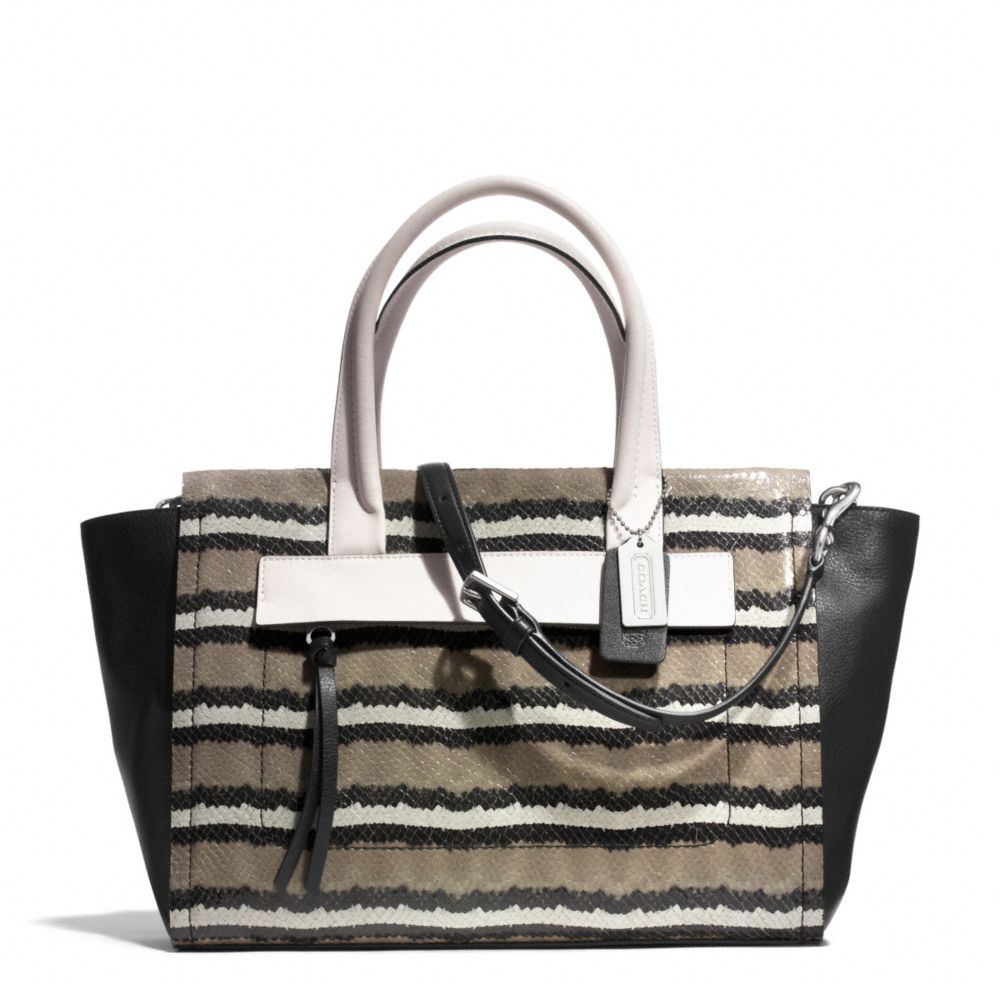 BLEECKER PINNACLE PYTHON EMBOSSED RILEY CARRYALL - SILVER/CORIANDER - COACH F30223