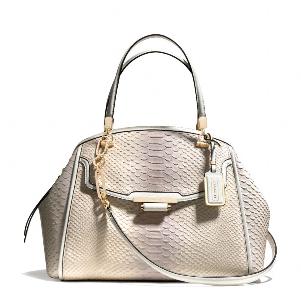 COACH MADISON PINNACLE DOMED SATCHEL IN PYTHON EMBOSSED DEGRADE LEATHER - LIGHT GOLD/NEUTRAL PINK - F30243