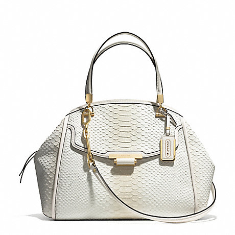 COACH F30243 MADISON PINNACLE PYTHON EMBOSSED DEGRADE LEATHER DOMED SATCHEL LIGHT-GOLD/WHITE-IVORY