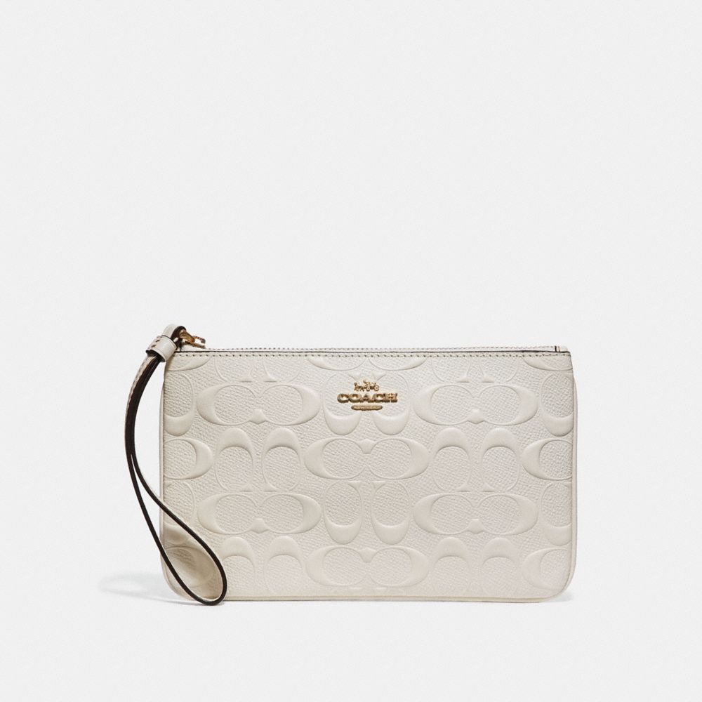 COACH F30248 LARGE WRISTLET IN SIGNATURE LEATHER CHALK/LIGHT GOLD