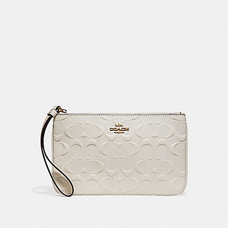 COACH LARGE WRISTLET IN SIGNATURE LEATHER - CHALK/LIGHT GOLD - F30248