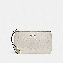 LARGE WRISTLET IN SIGNATURE LEATHER - COACH f30248 - CHALK/IMITATION GOLD
