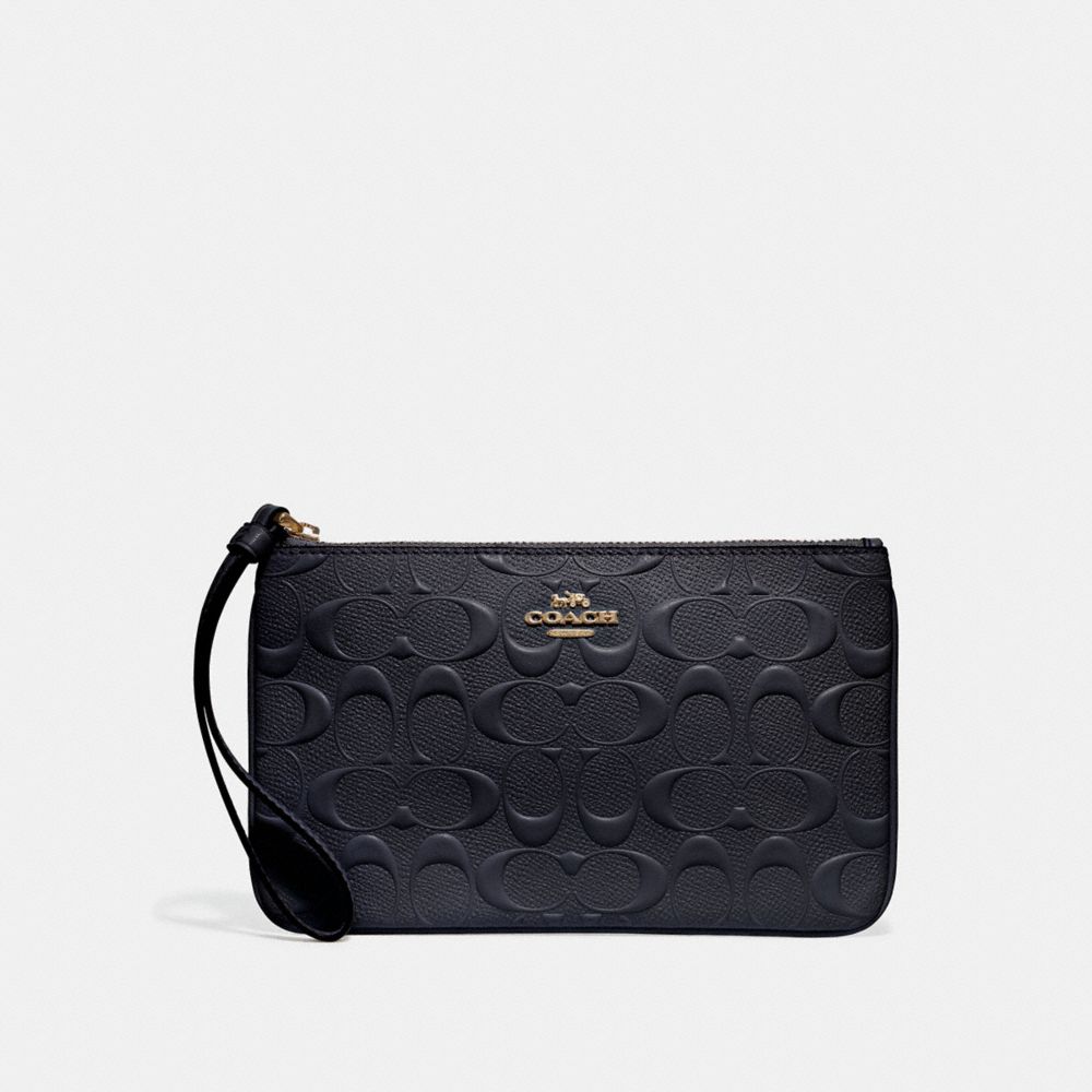 COACH F30248 LARGE WRISTLET IN SIGNATURE LEATHER MIDNIGHT/IMITATION-GOLD