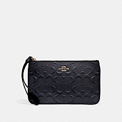 COACH F30248 Large Wristlet In Signature Leather MIDNIGHT/IMITATION GOLD