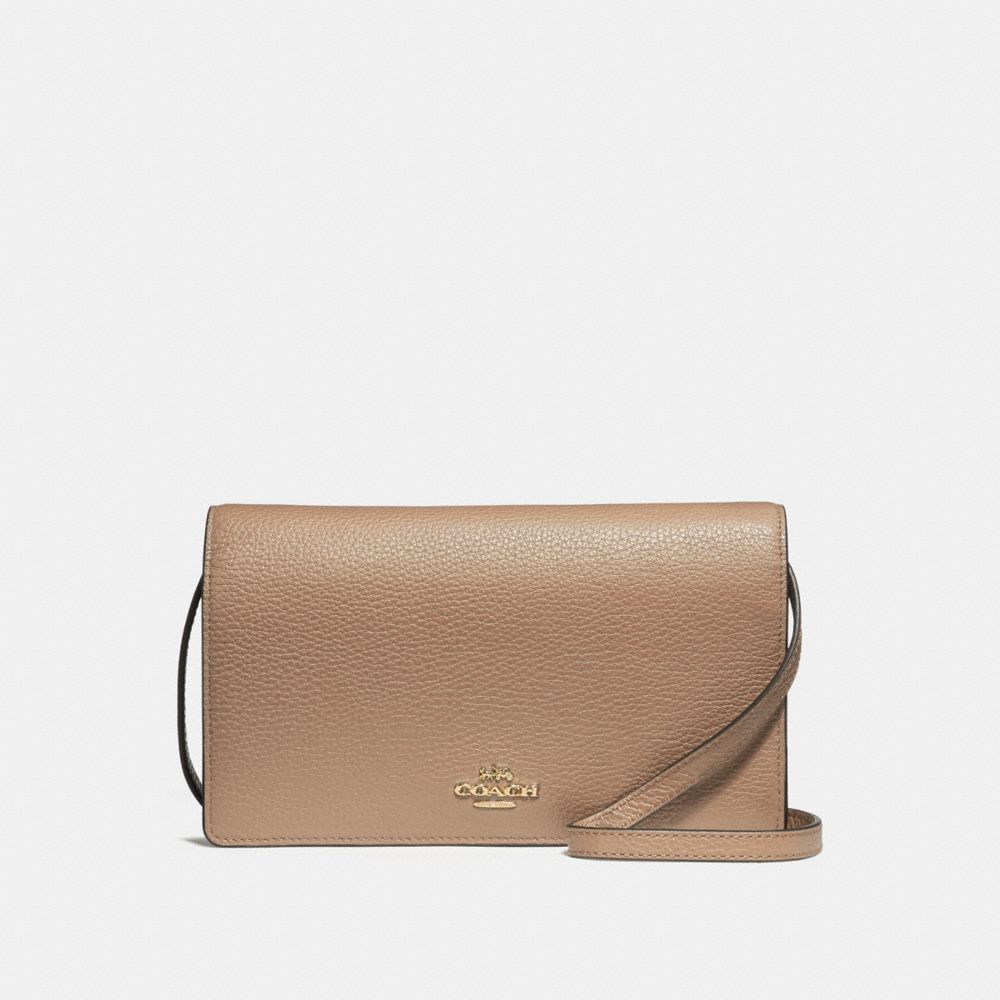 COACH f30256 FOLDOVER CROSSBODY CLUTCH nude pink/imitation gold