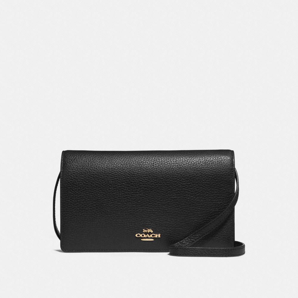 COACH F30256 Foldover Crossbody Clutch BLACK/IMITATION GOLD