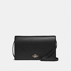 COACH F30256 Foldover Crossbody Clutch BLACK/IMITATION GOLD