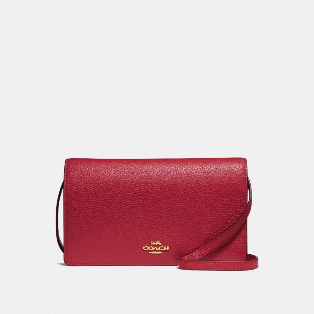 FOLDOVER CROSSBODY CLUTCH - CHERRY /LIGHT GOLD - COACH F30256