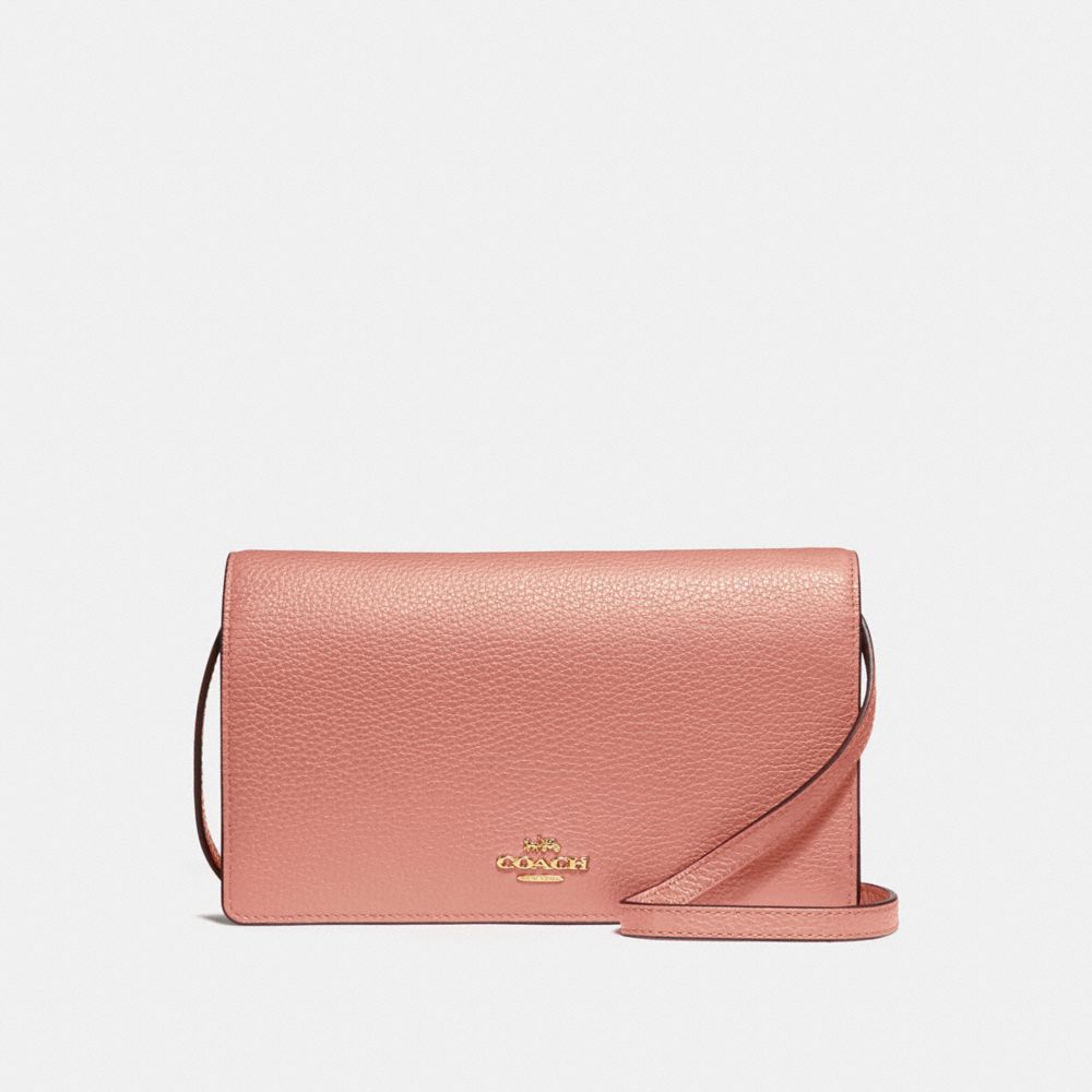 FOLDOVER CROSSBODY CLUTCH - F30256 - MELON/LIGHT GOLD