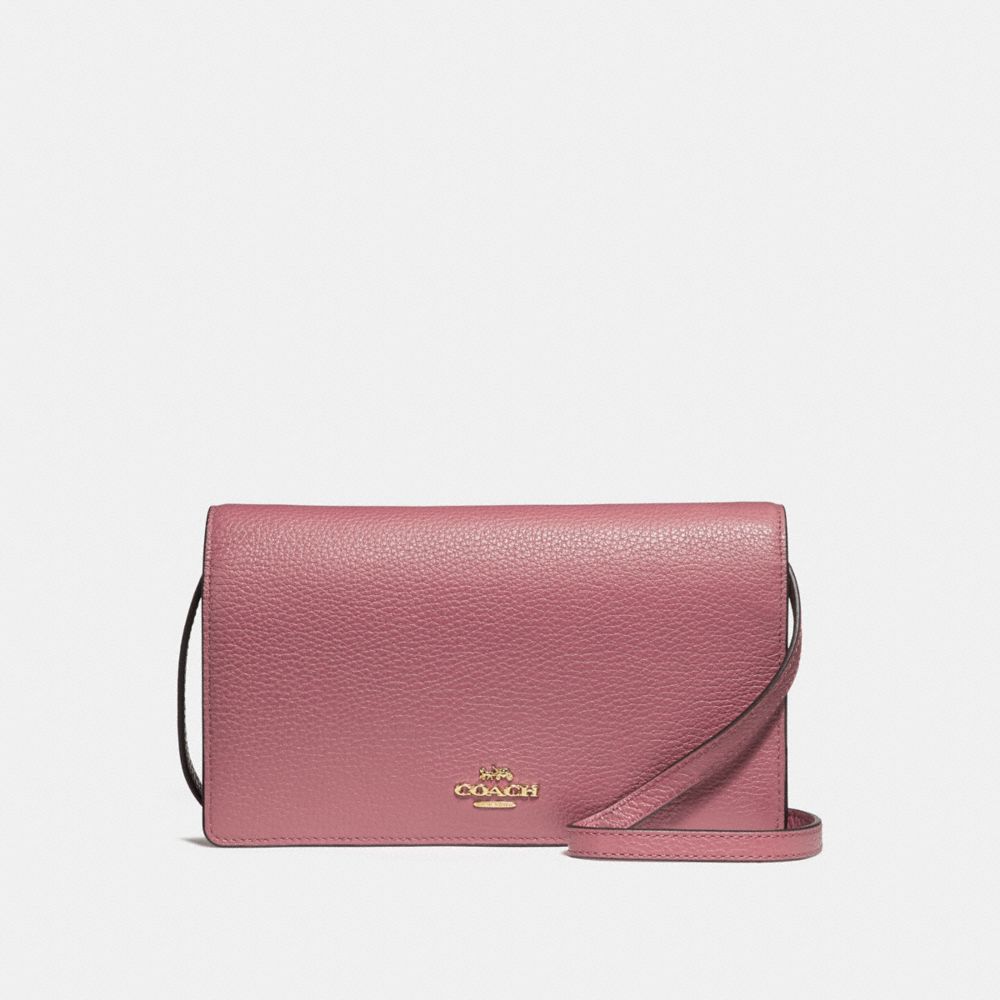 FOLDOVER CROSSBODY CLUTCH - COACH f30256 - VINTAGE PINK  MULTI/imitation gold