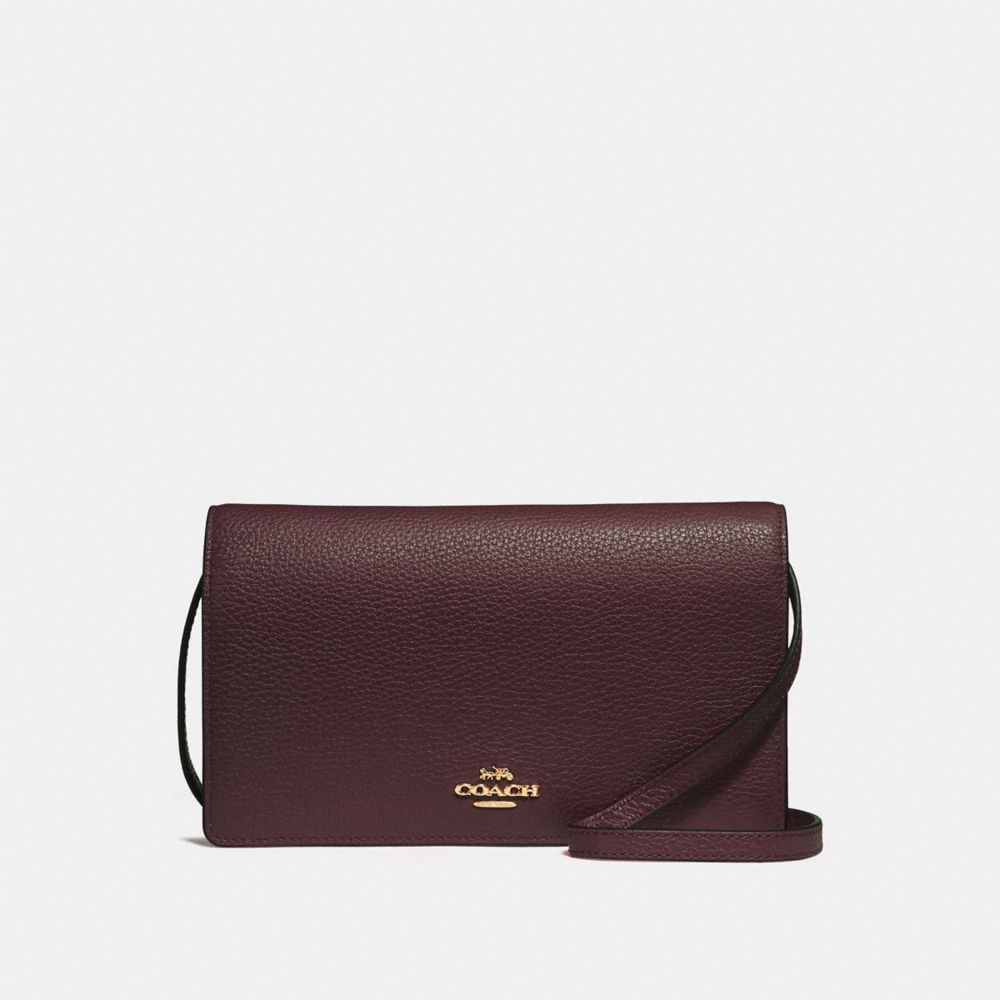 HAYDEN FOLDOVER CROSSBODY CLUTCH - WINE/IMITATION GOLD - COACH F30256