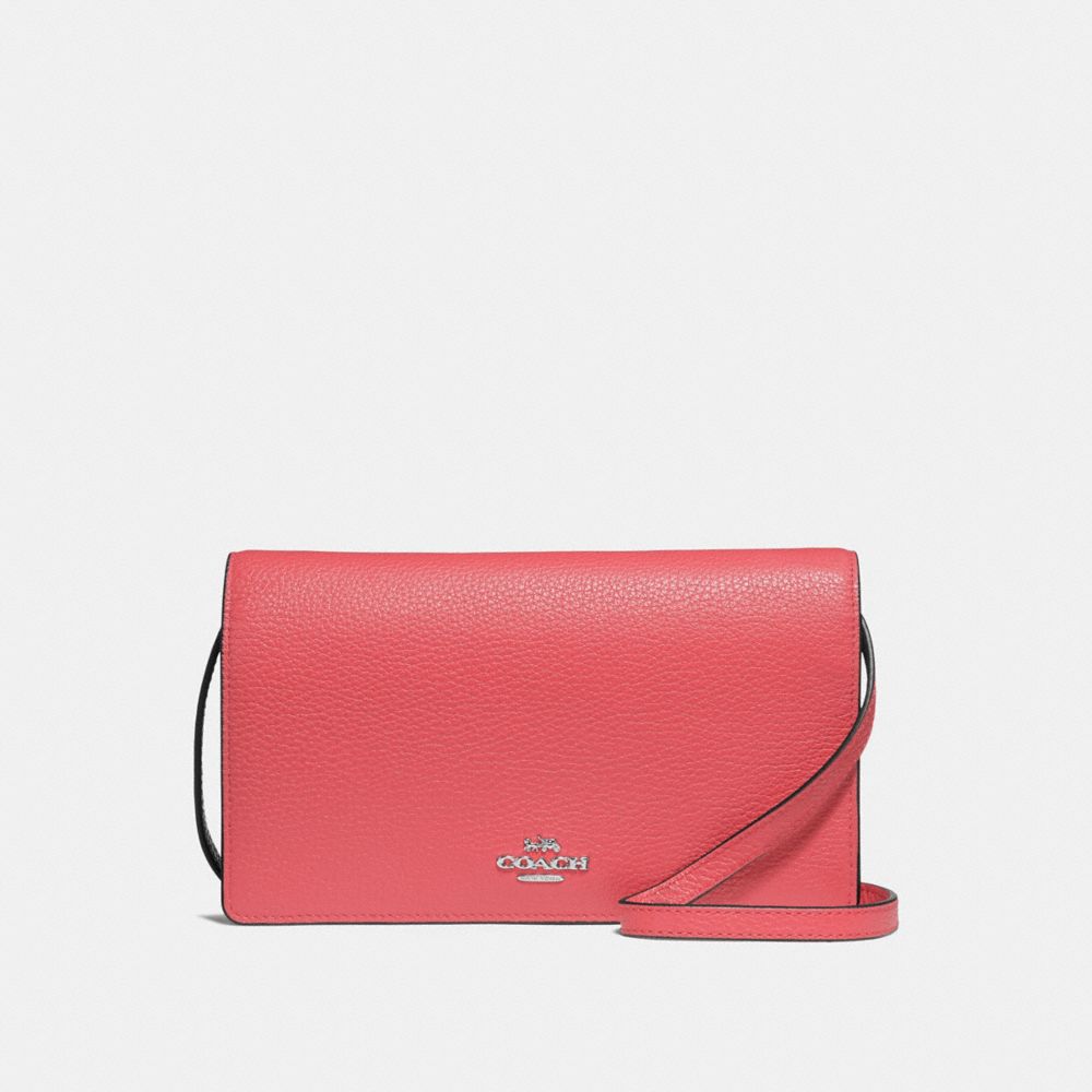 COACH F30256 - HAYDEN FOLDOVER CROSSBODY CLUTCH CORAL/SILVER