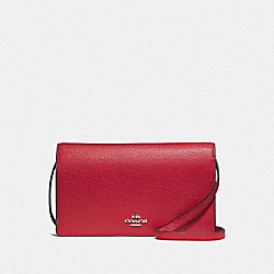 HAYDEN FOLDOVER CROSSBODY CLUTCH - F30256 - BRIGHT CARDINAL/SILVER