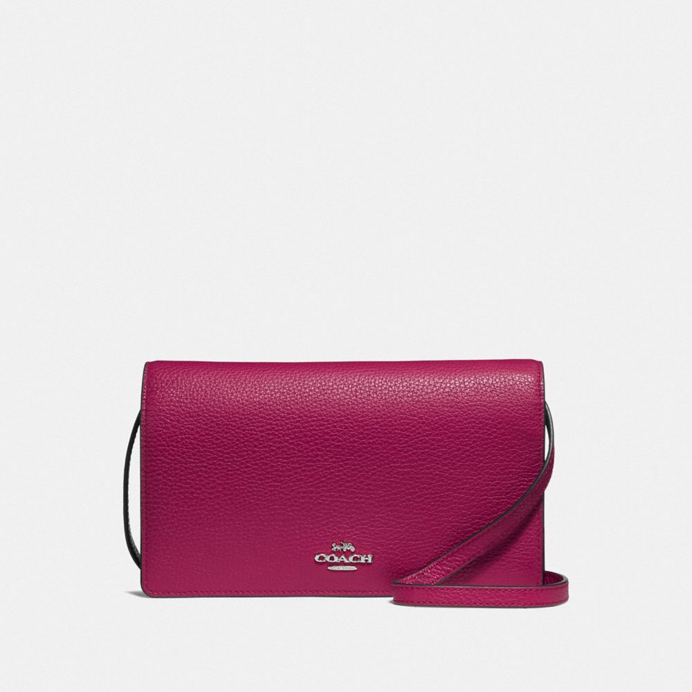 COACH F30256 Hayden Foldover Crossbody Clutch SV/DARK FUCHSIA