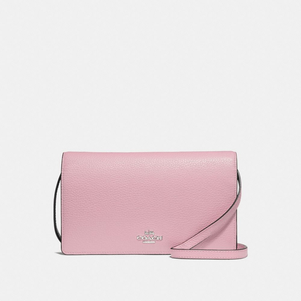 HAYDEN FOLDOVER CROSSBODY CLUTCH - F30256 - CARNATION/SILVER