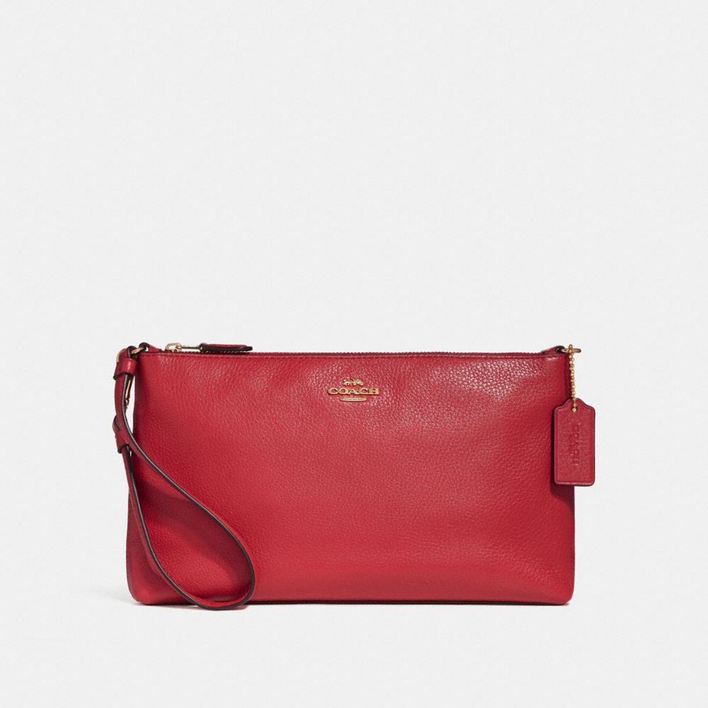 LARGE WRISTLET 25 - COACH f30257 - TRUE RED/IMITATION GOLD