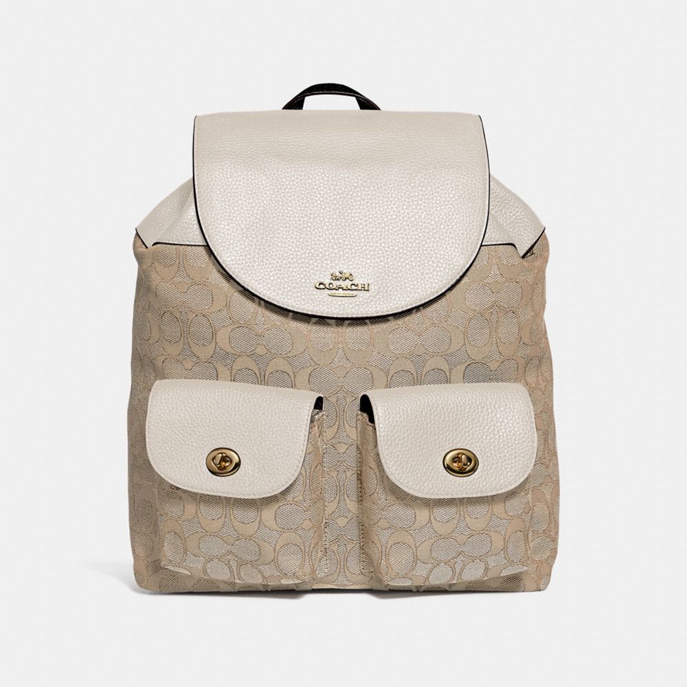 BILLIE BACKPACK IN SIGNATURE JACQUARD - COACH f30275 - LIGHT  KHAKI/CHALK/LIGHT GOLD