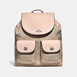 BILLIE BACKPACK IN SIGNATURE JACQUARD - f30275 - LIGHT KHAKI/LIGHT PINK/SILVER