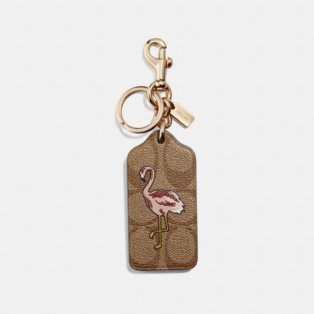 SIGNATURE FLAMINGO BAG CHARM - COACH f30286 - SADDLE/GOLD