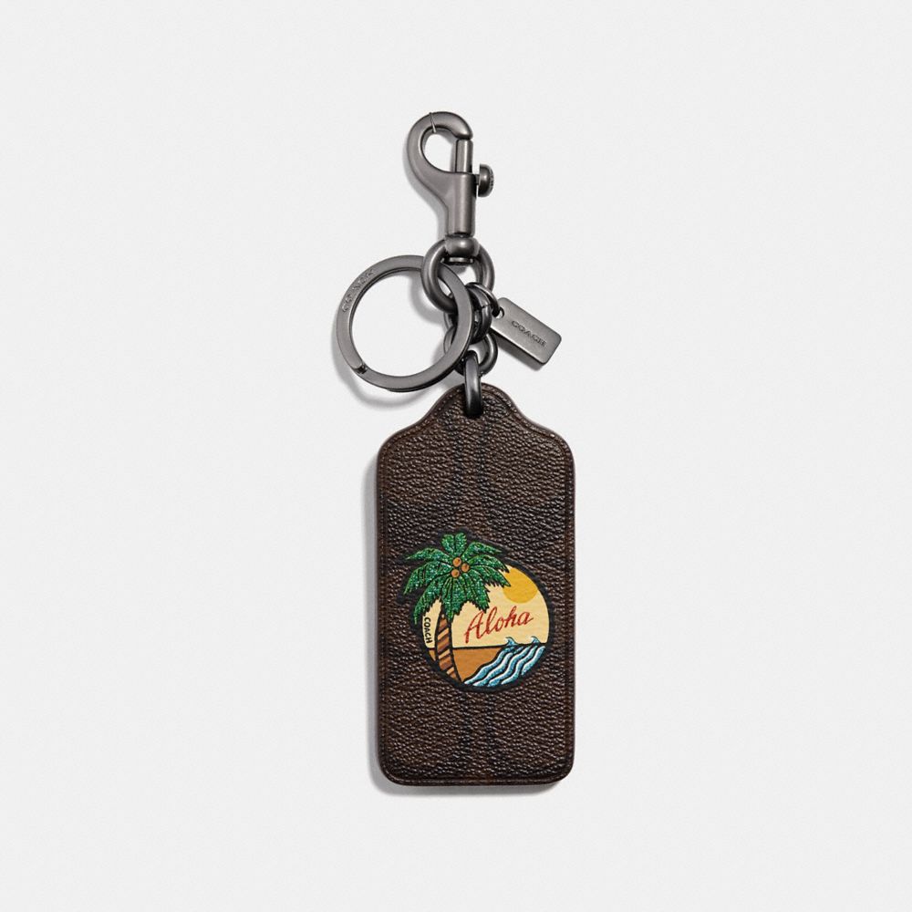 COACH SIGNATURE PALM TREE BAG CHARM - MAHOGANY/BLACK - f30287