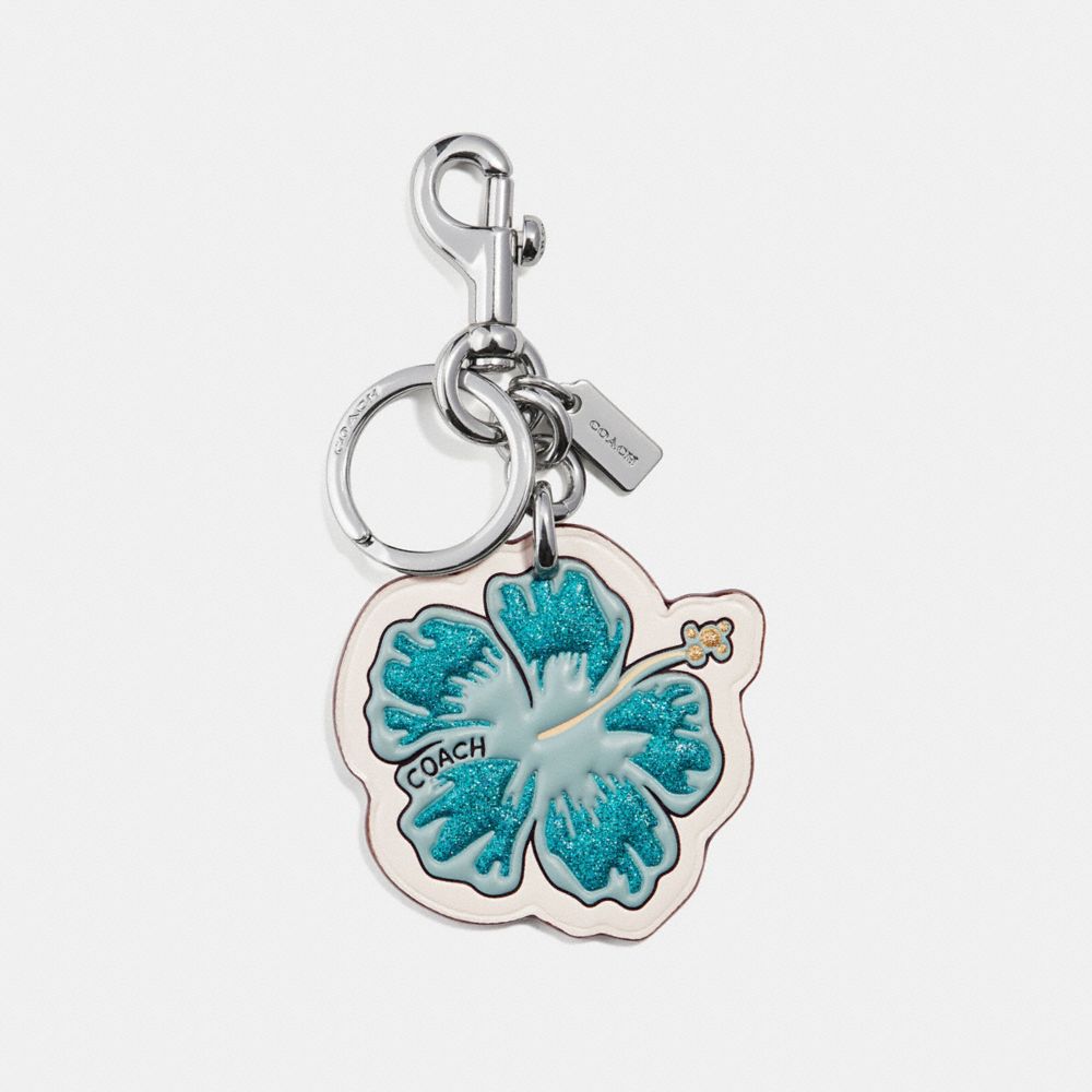 COACH F30310 Hibiscus Bag Charm SILVER/AQUAMARINE